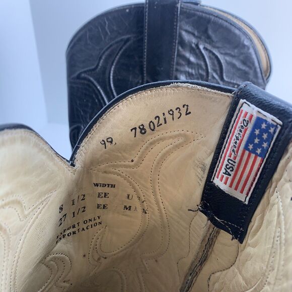 Los Altos Exotic Stingray Men's Size 8.5EE Black Leather Western Cowboy Boots - Picture 9 of 10